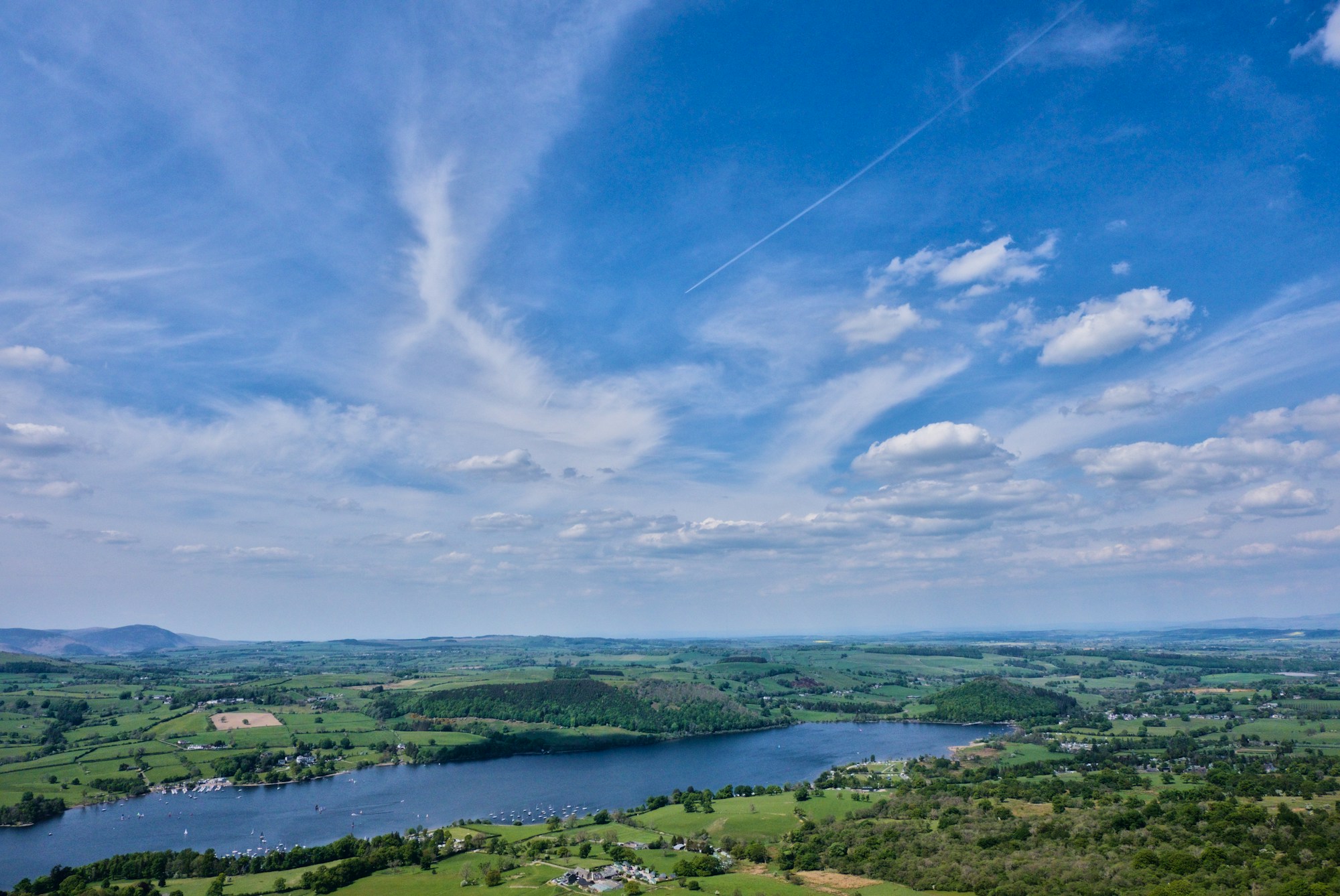 A wide view over Ullswater and the surrounding countryside